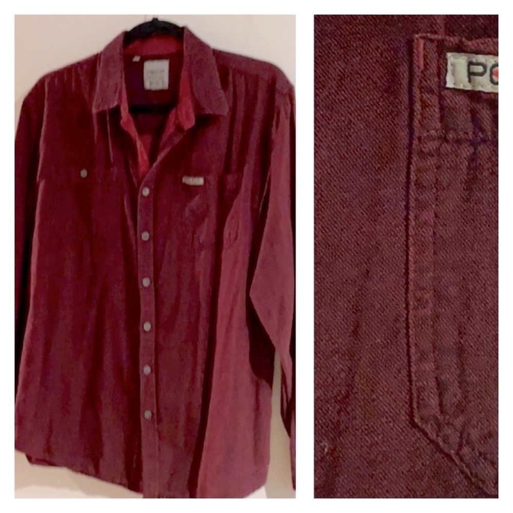 POINT ZERO Burgundy Denim Men’s Shirt !!! Size Large